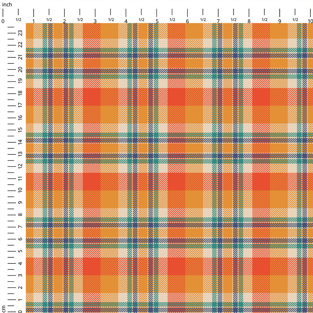 Orange Plaid Fabric 403