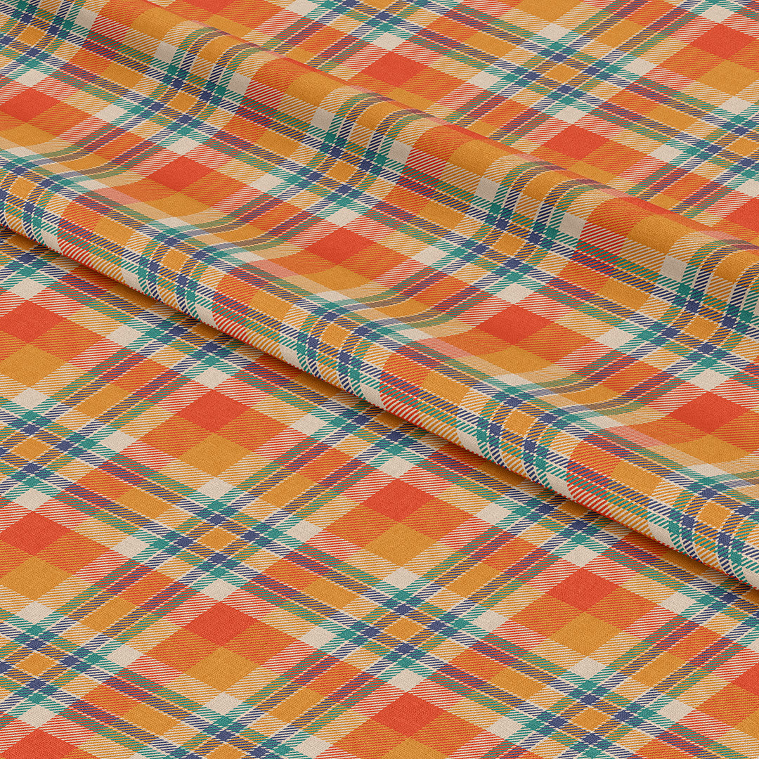 Orange Plaid Fabric 403
