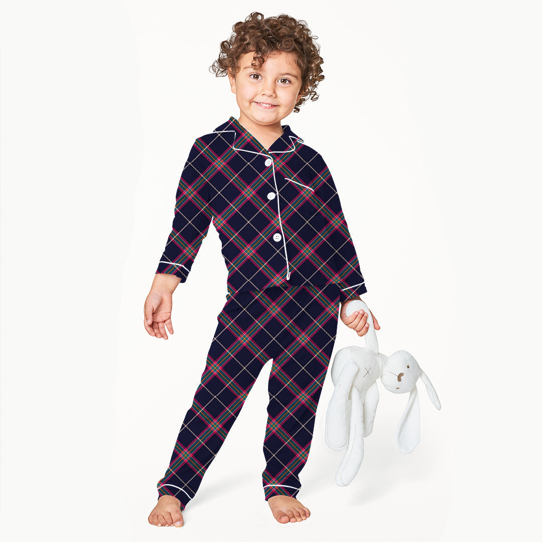 Navy Pink Plaid Fabric 1437