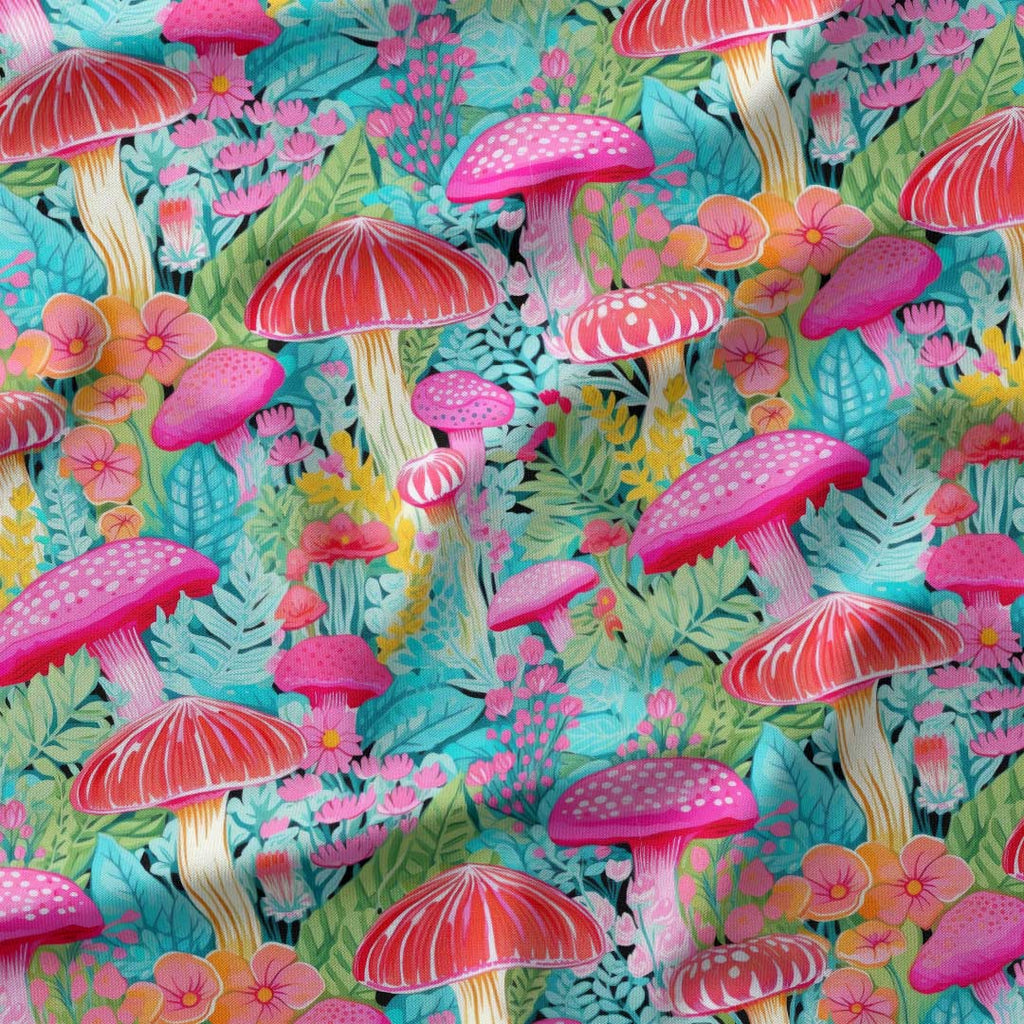 Spring Bright Mushrooms Fabric