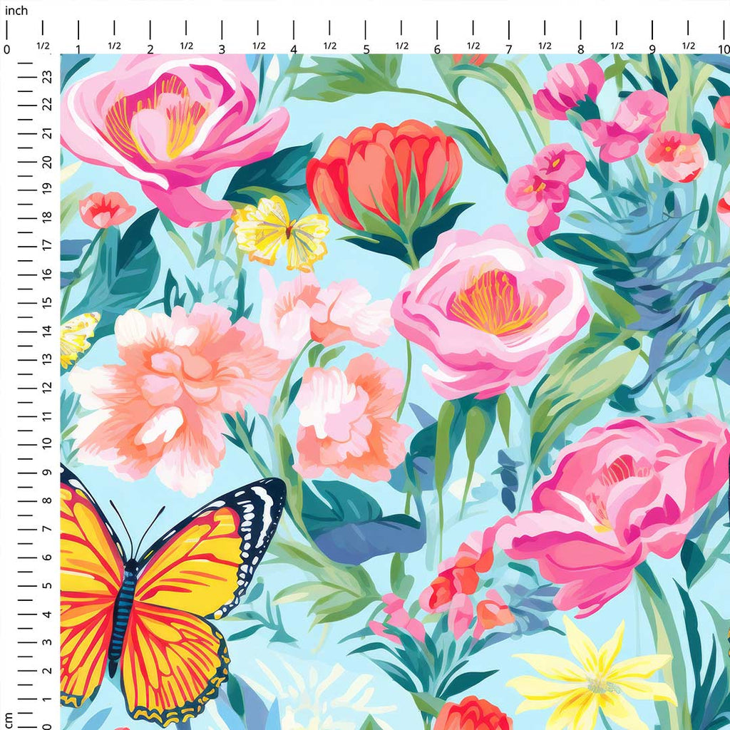 Spring Flowers Butterfly Fabric