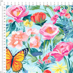 Spring Flowers Butterfly Fabric