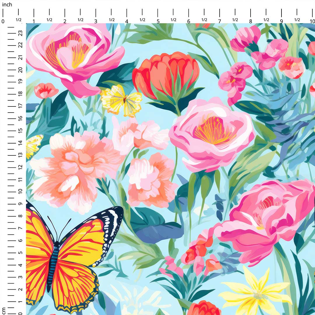 Spring Flowers Butterfly Fabric