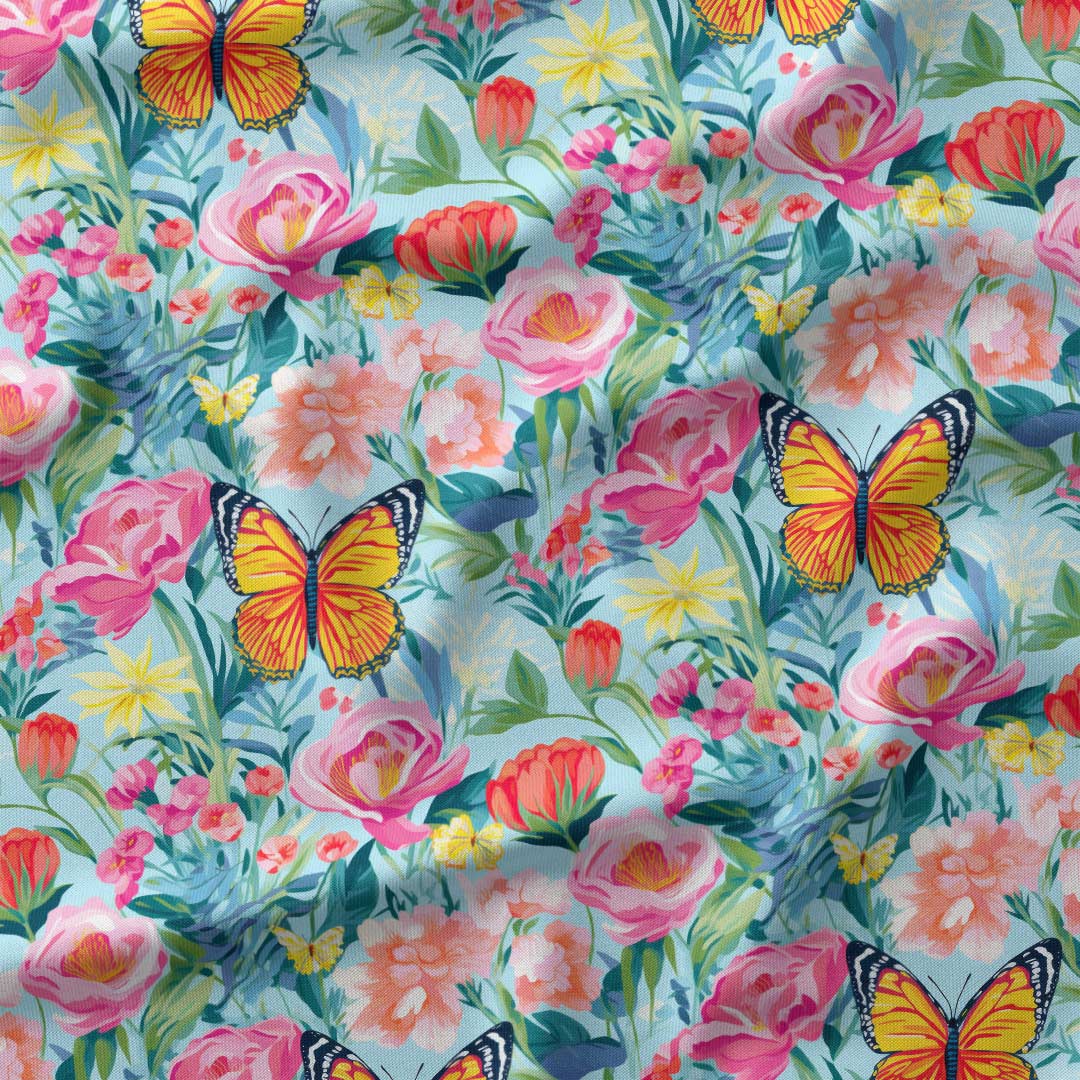 Spring Flowers Butterfly Fabric