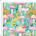 Spring Pastel Mushrooms Fabric