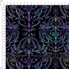 Hummingbirds Lace Black & Blue Fabric