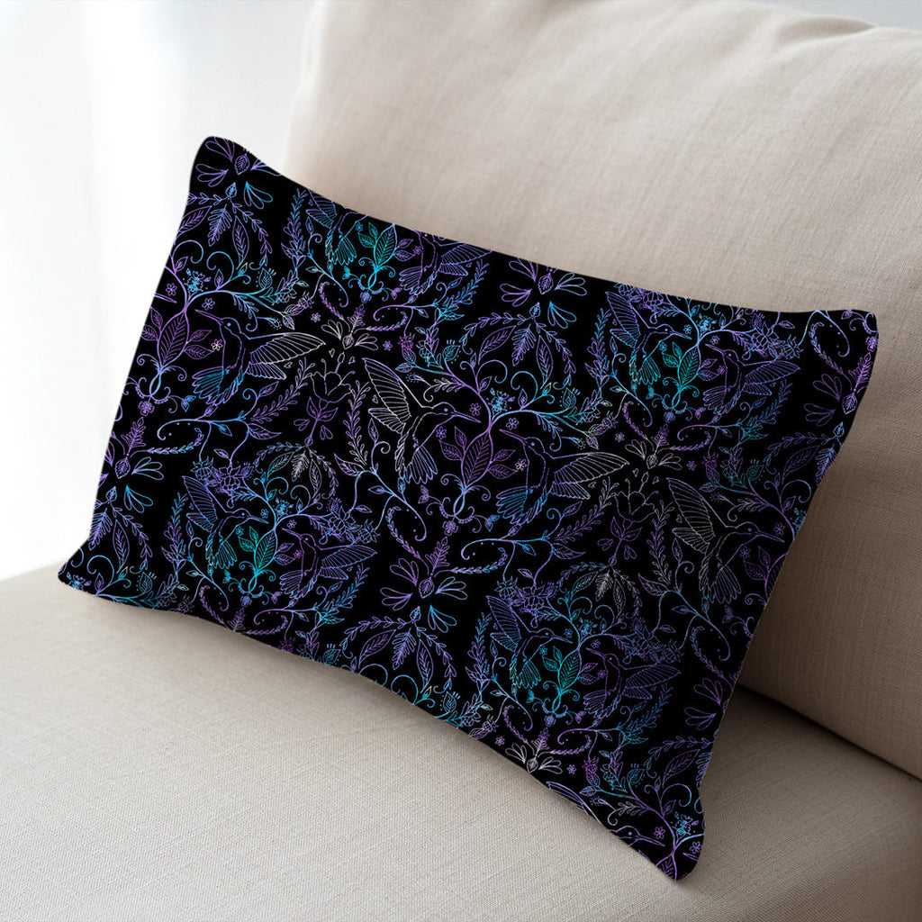 Hummingbirds Lace Black & Blue Fabric