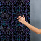 Hummingbirds Lace Black & Blue Fabric