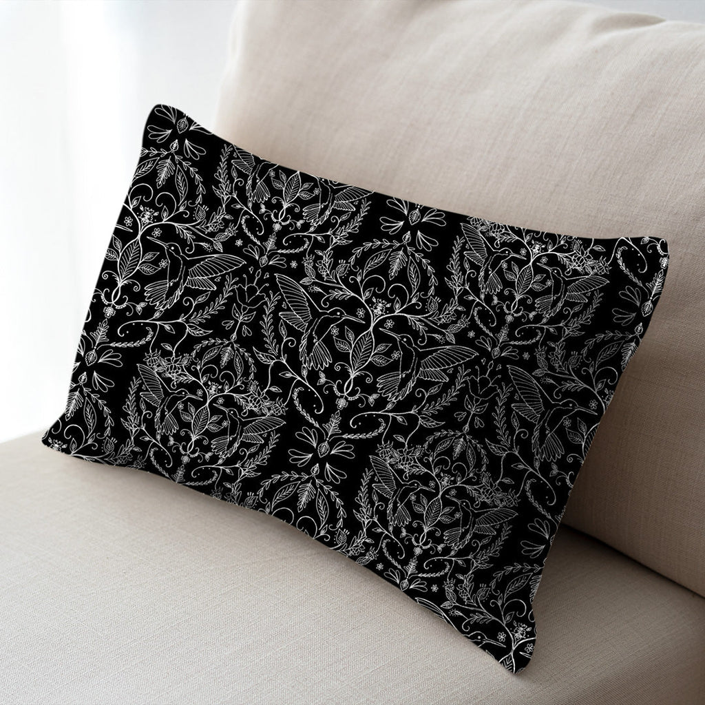 Hummingbirds Lace Black & White Fabric