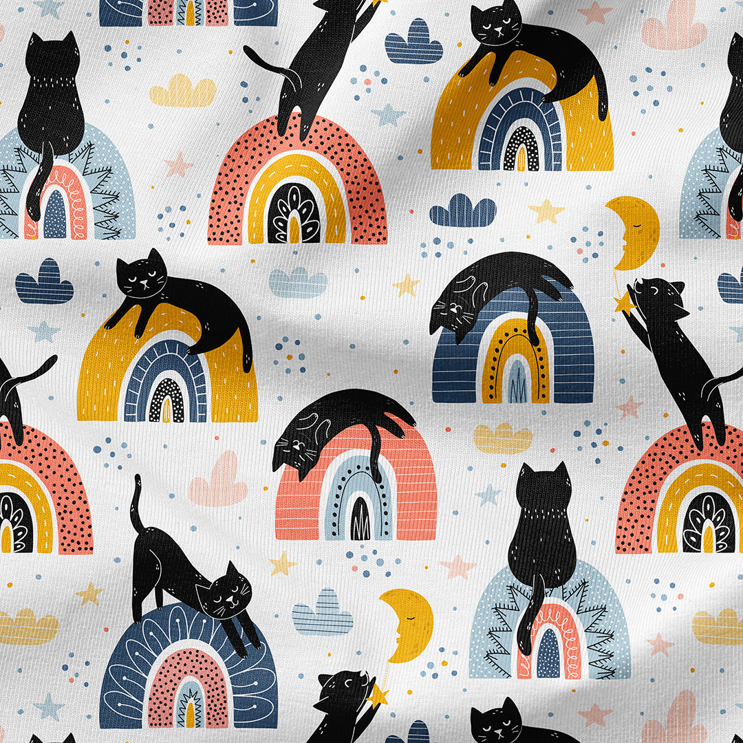 Rainbow Cats design fabric for Outdoor Cushions, Dressmaking, Crafts ...