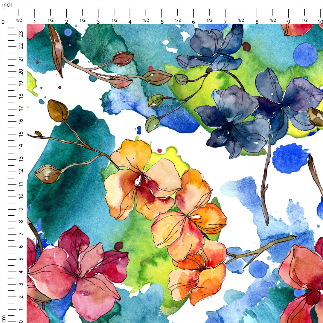 Watercolour Orchids Fabric