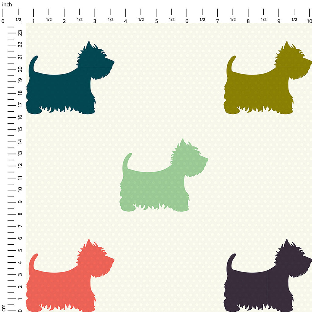 Colourful Westies Fabric