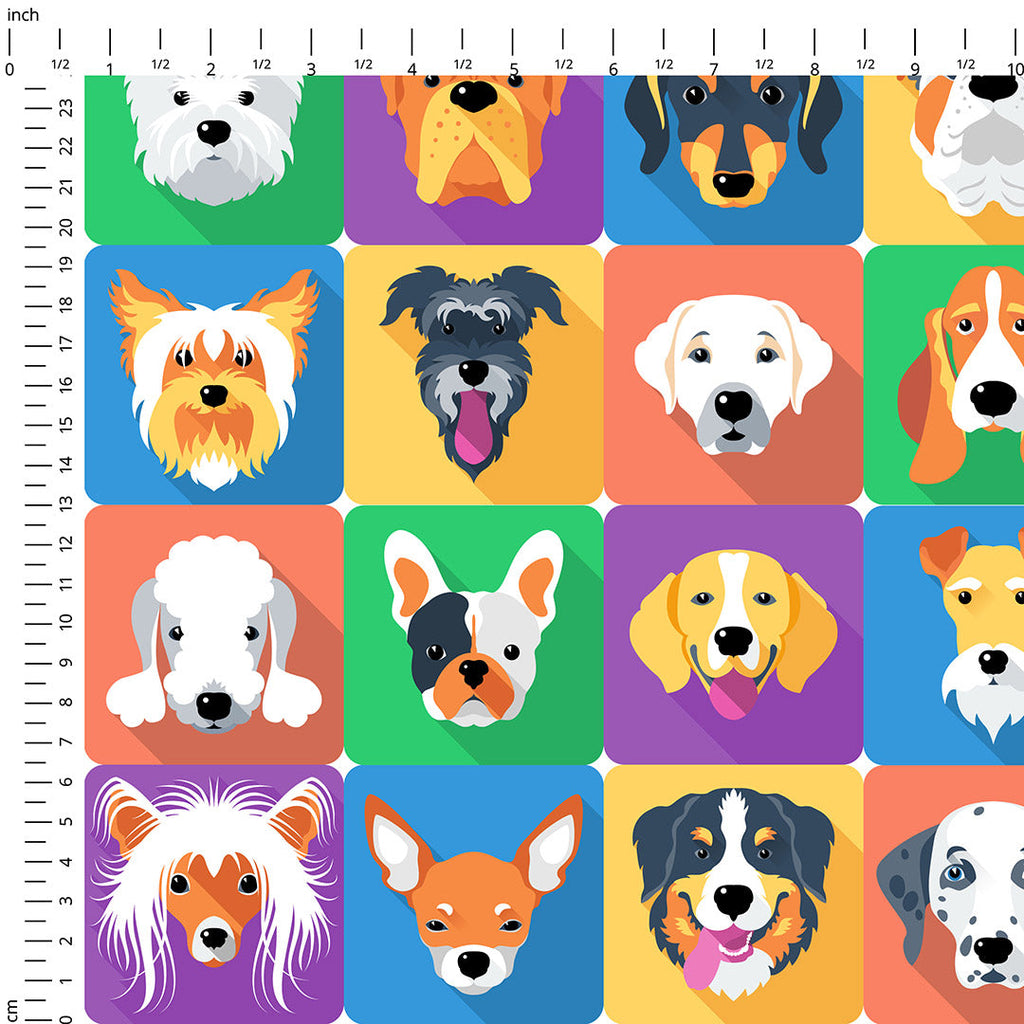 Colourful Dogs Collage Fabric