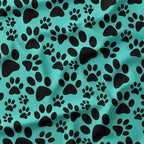 Teal Paw Prints Fabric