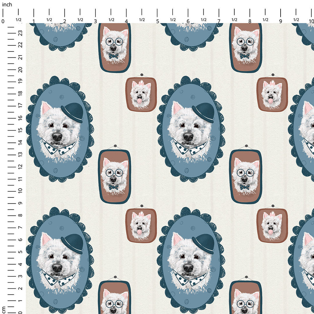 Westie Portraits Fabric