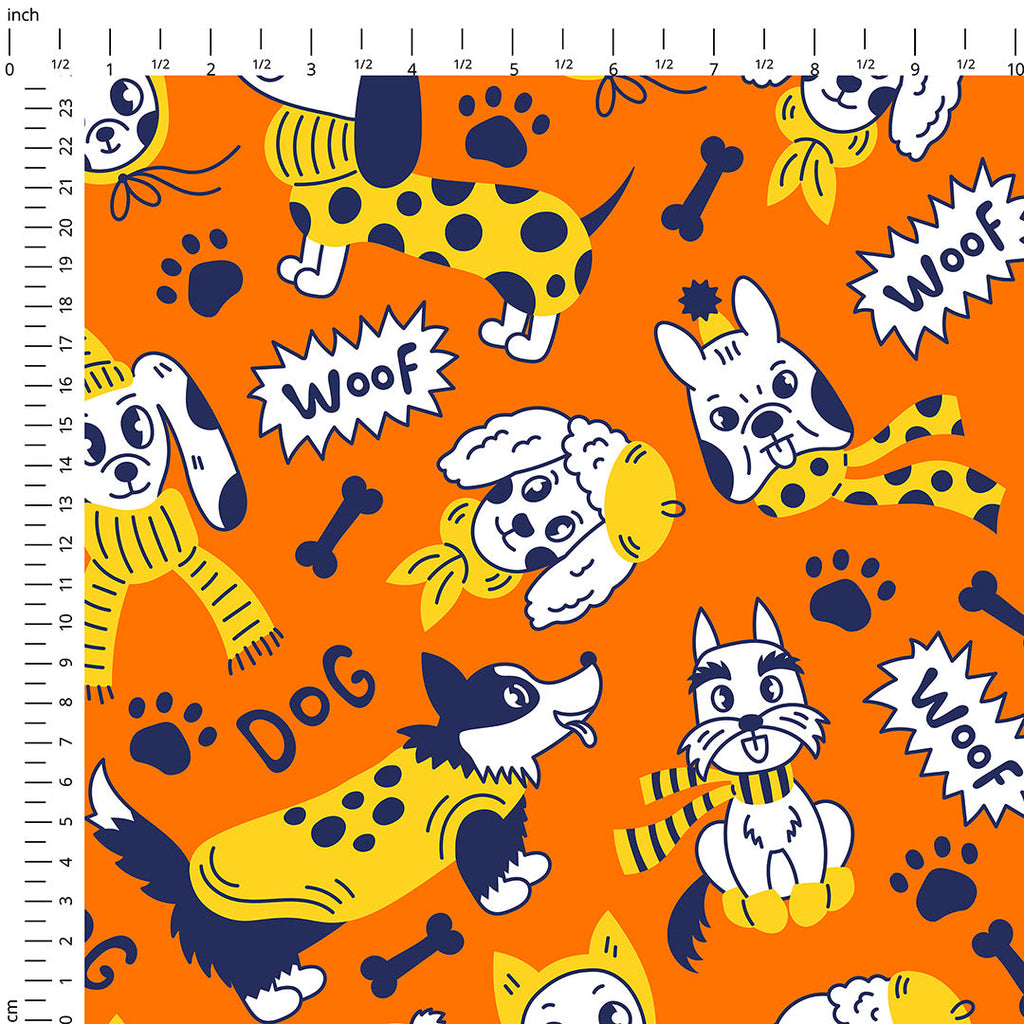 Cosy Dogs Orange Fabric
