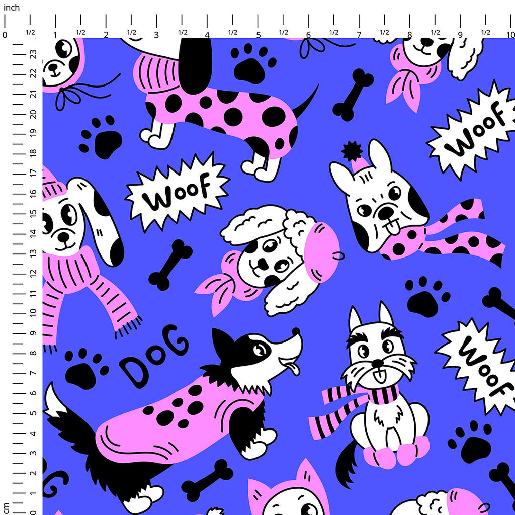 Cosy Dogs Purple Fabric