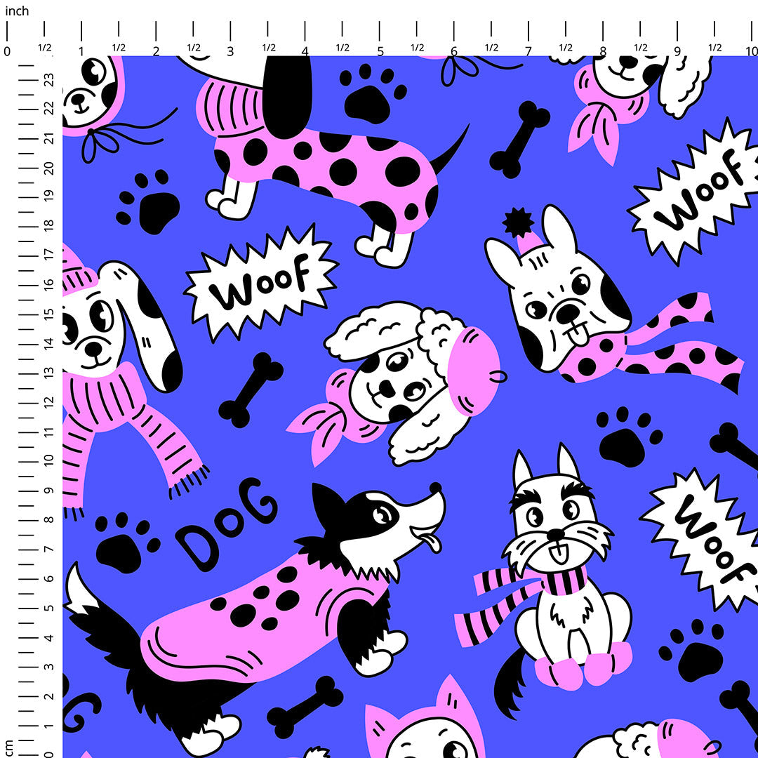 Cosy Dogs Purple Fabric