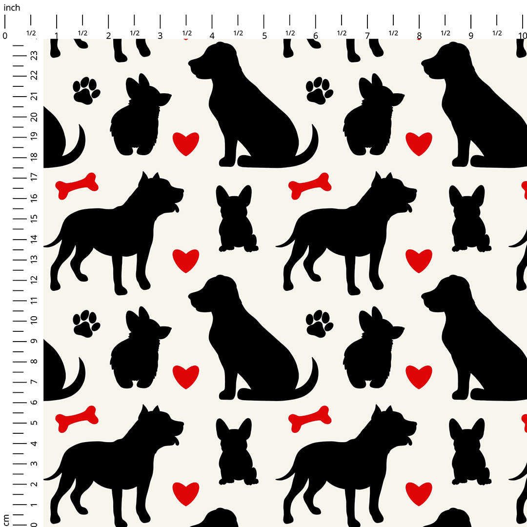 Dog Silhouettes Fabric