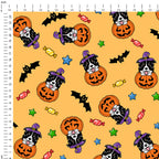 Halloween Collie Orange Fabric