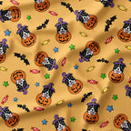 Halloween Collie Orange Fabric