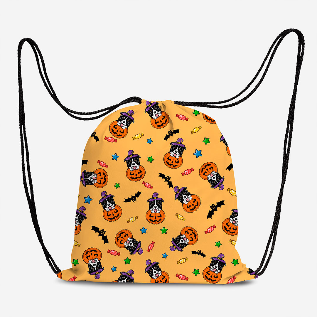 Halloween Collie Orange Fabric