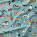Dogs On Blue Fabric