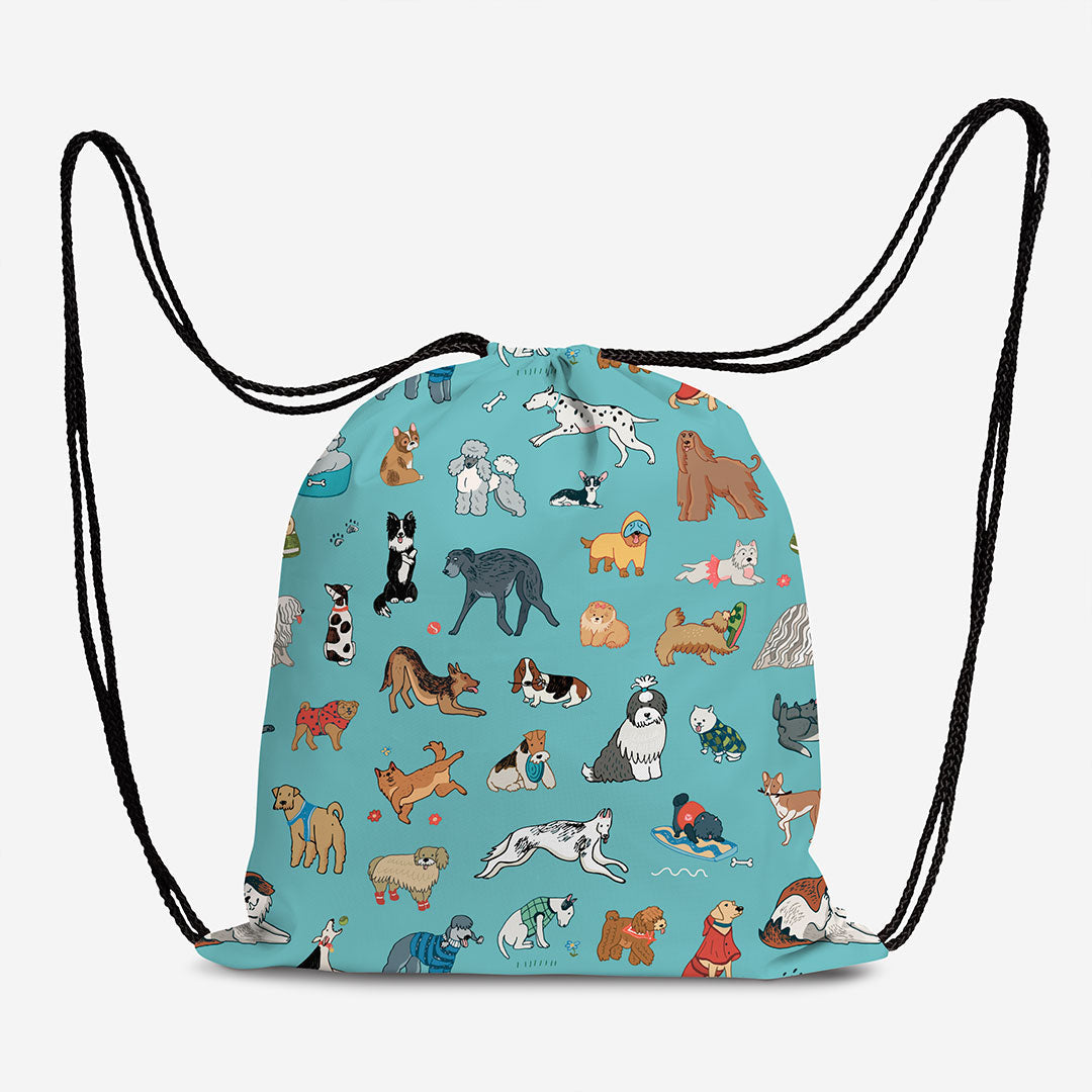 Dogs On Blue Fabric