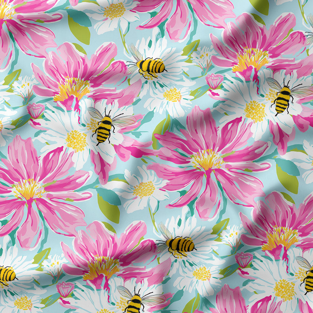 Summer Garden Bees Fabric