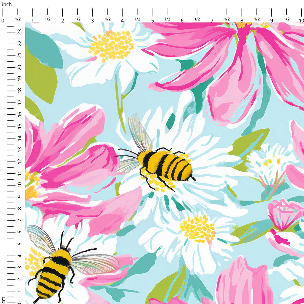 Summer Garden Bees Fabric