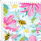 Summer Garden Bees Fabric