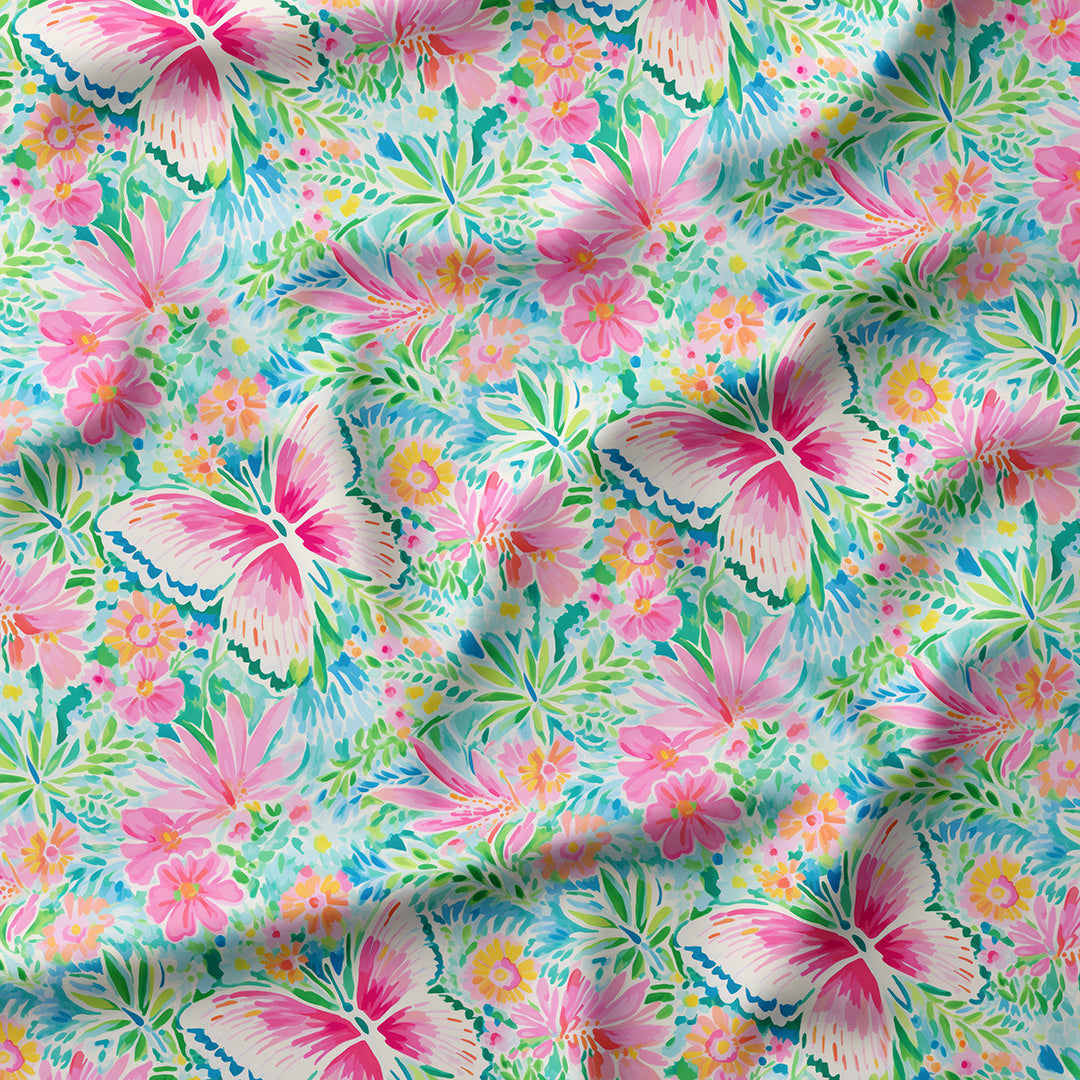 Summer Butterflies Floral Fabric