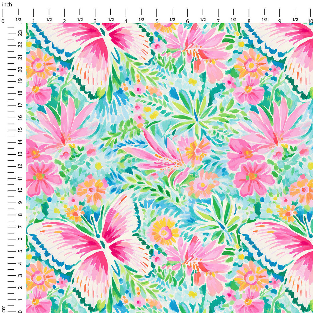 Summer Butterflies Floral Fabric
