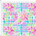 Bright Checks and Flowers Fabric