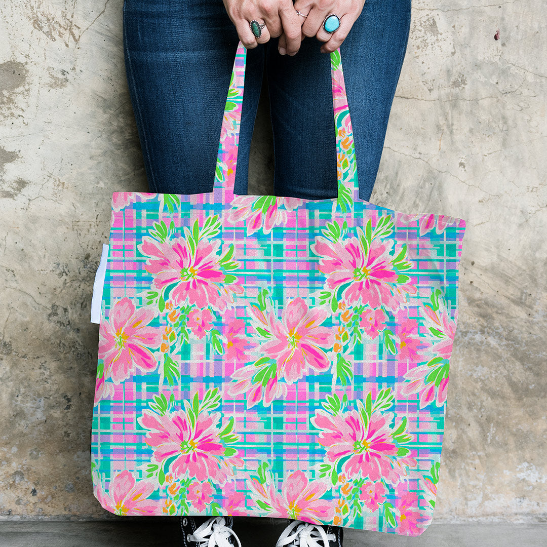 Bright Checks and Flowers Fabric