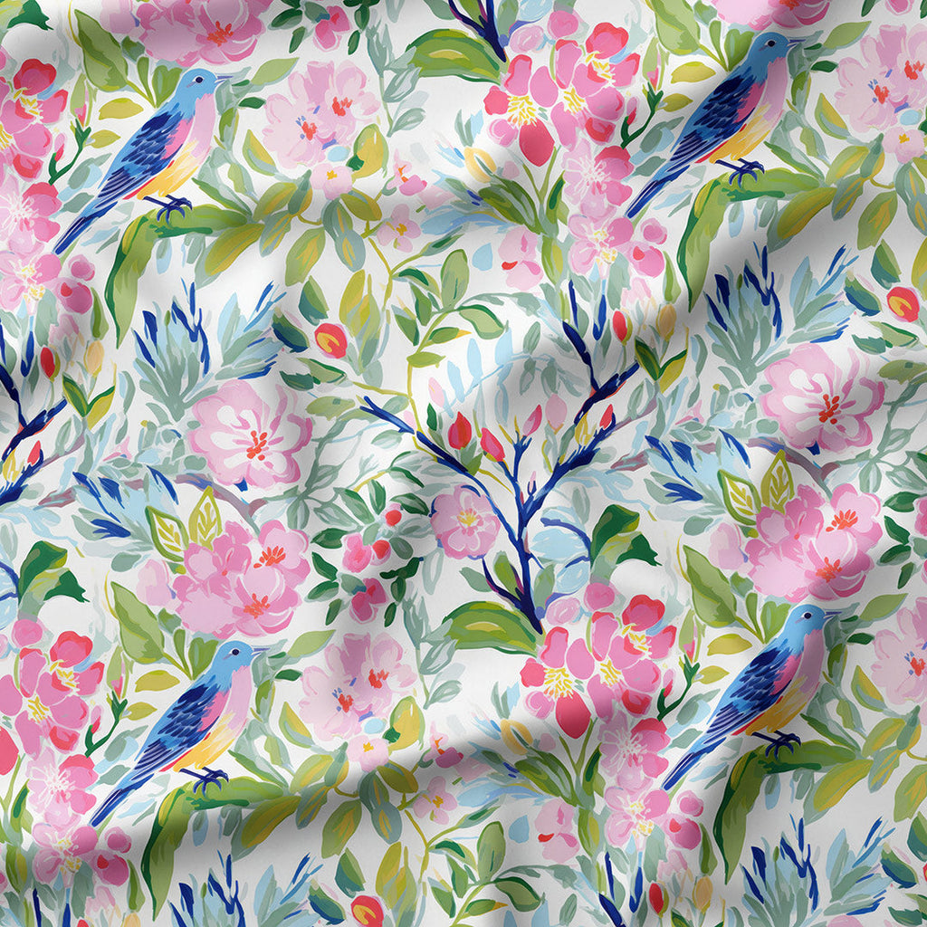 Summer Bird and Floral Fabric