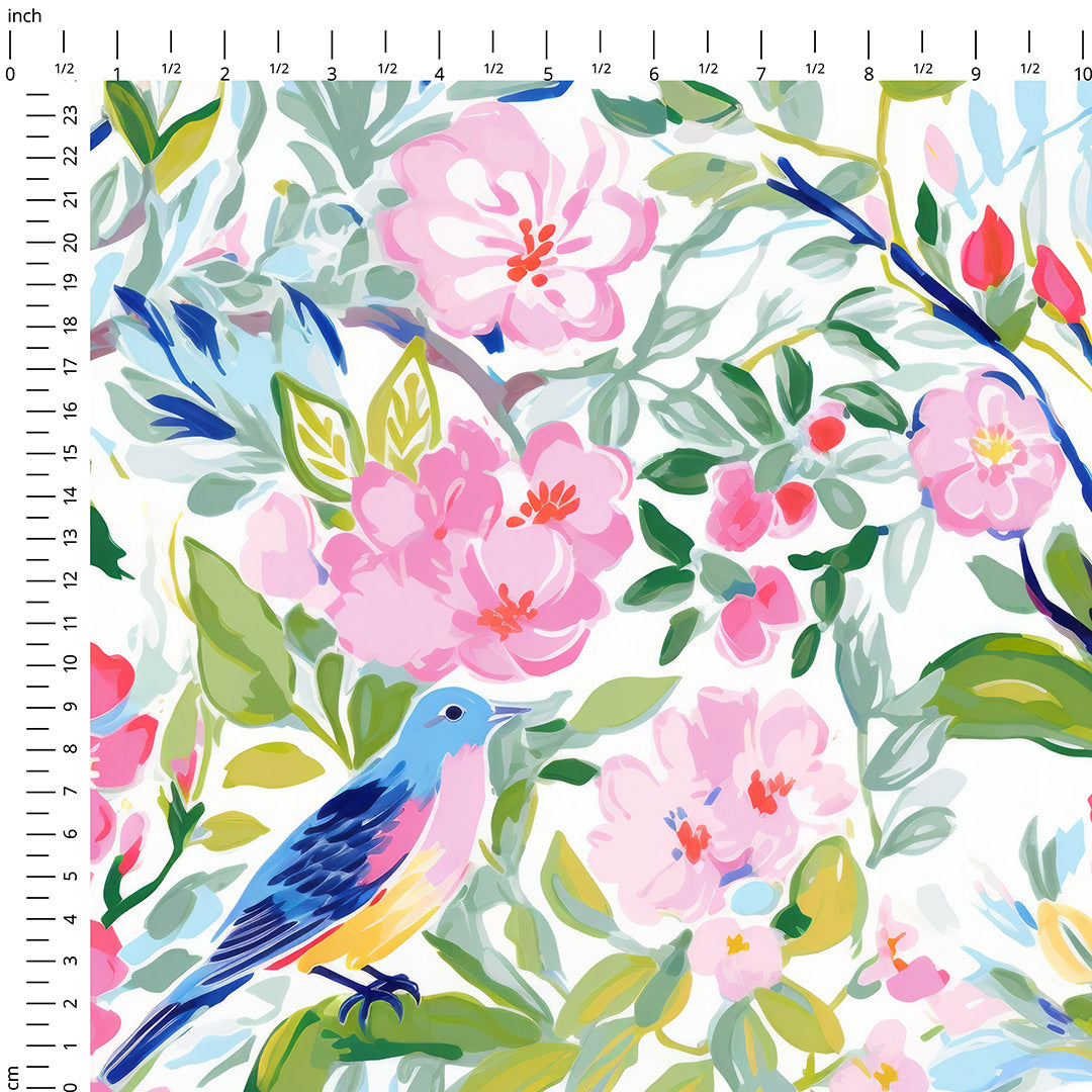 Summer Bird and Floral Fabric