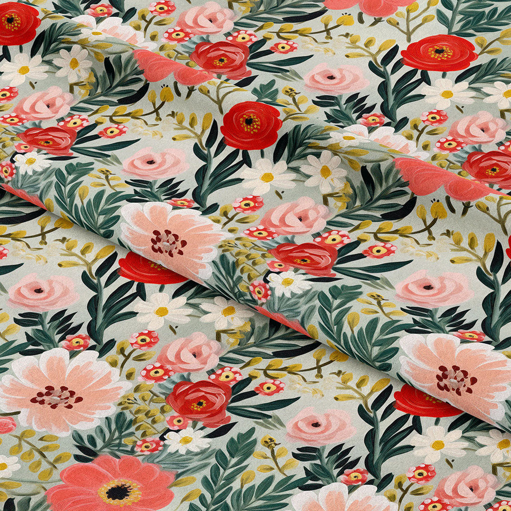 Painted Christmas Florals Fabric
