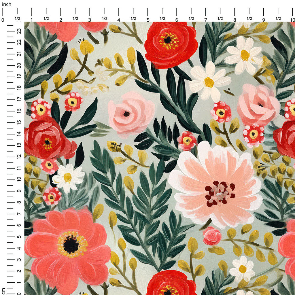 Painted Christmas Florals Fabric