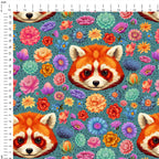 Panda Floral Teal Fabric