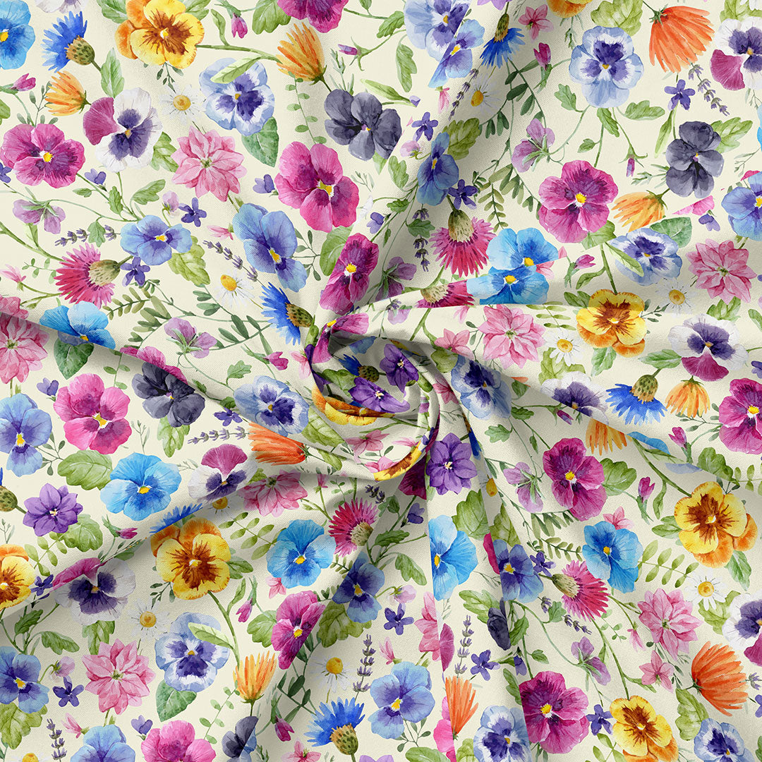 Pansies Cream Fabric