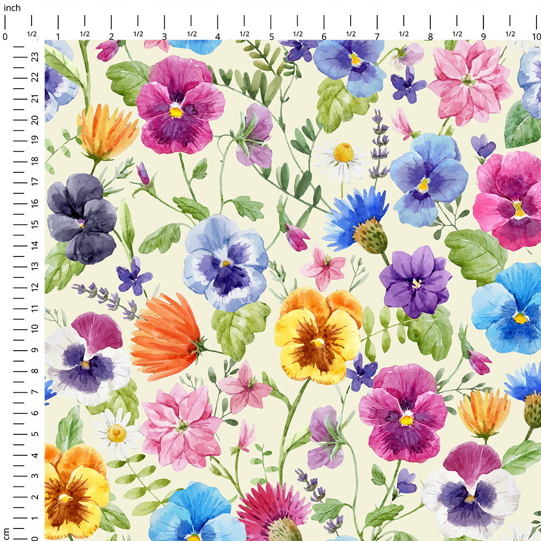 Pansies Cream Fabric