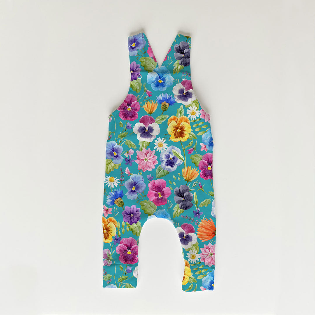 Pansies Teal Fabric