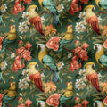 Parrots On Green Fabric