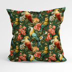 Parrots On Green Fabric