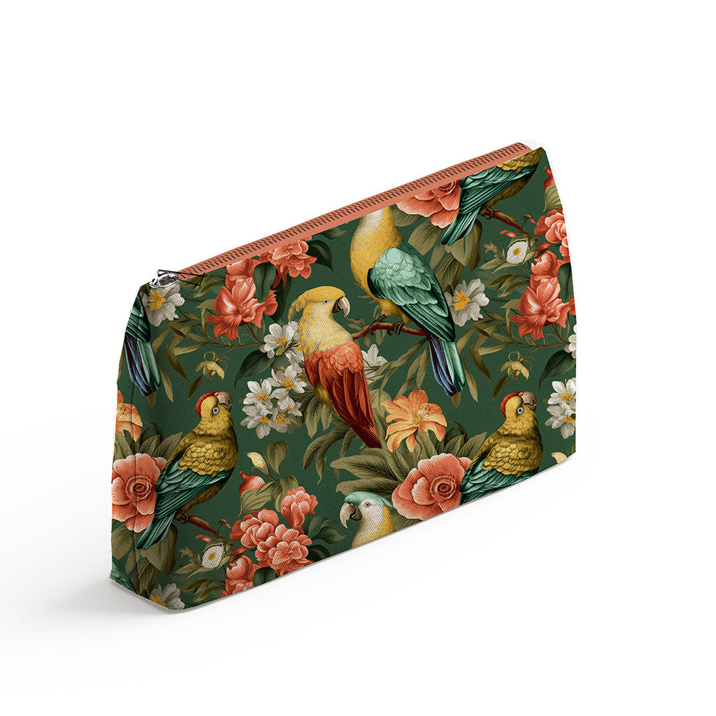 Parrots On Green Fabric