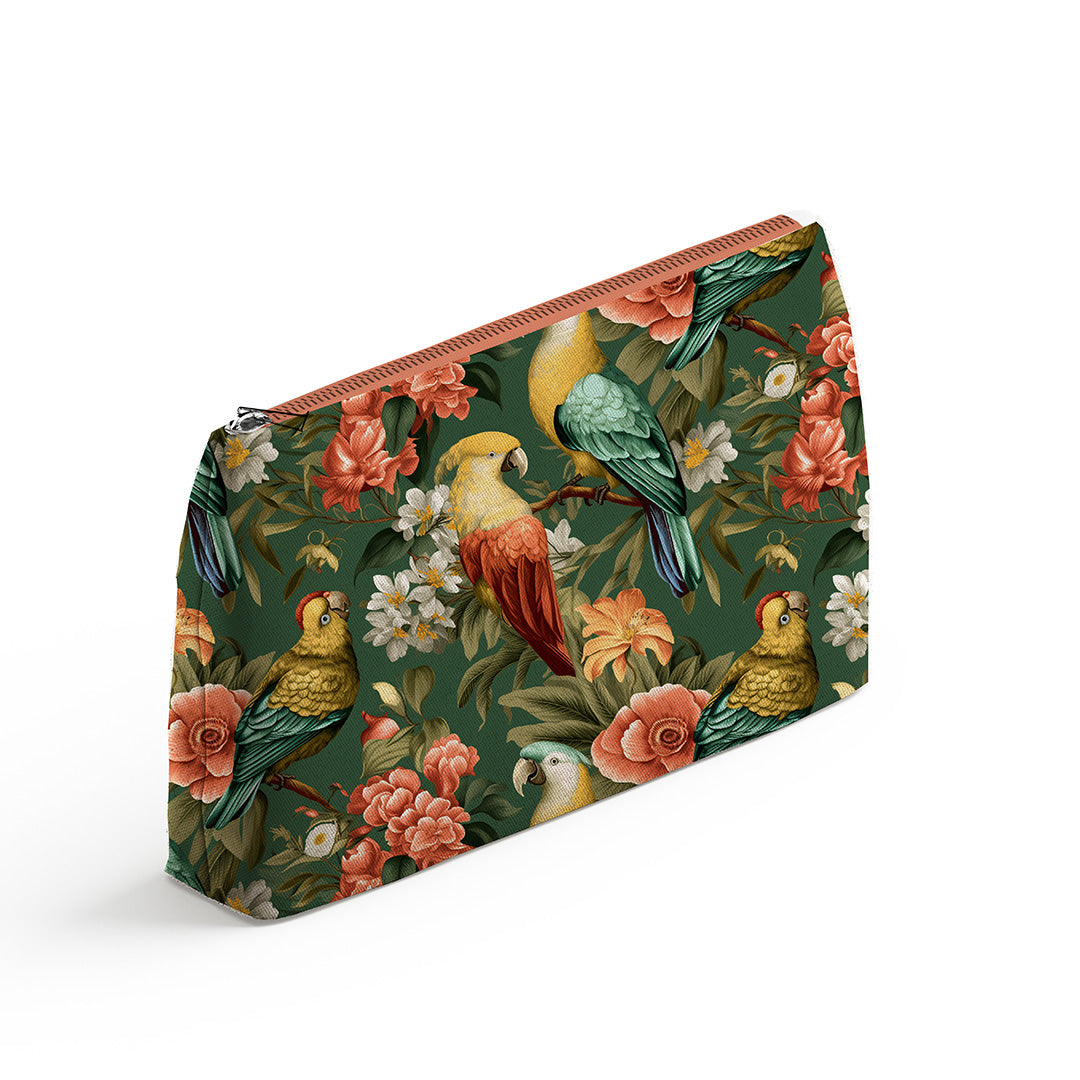 Parrots On Green Fabric