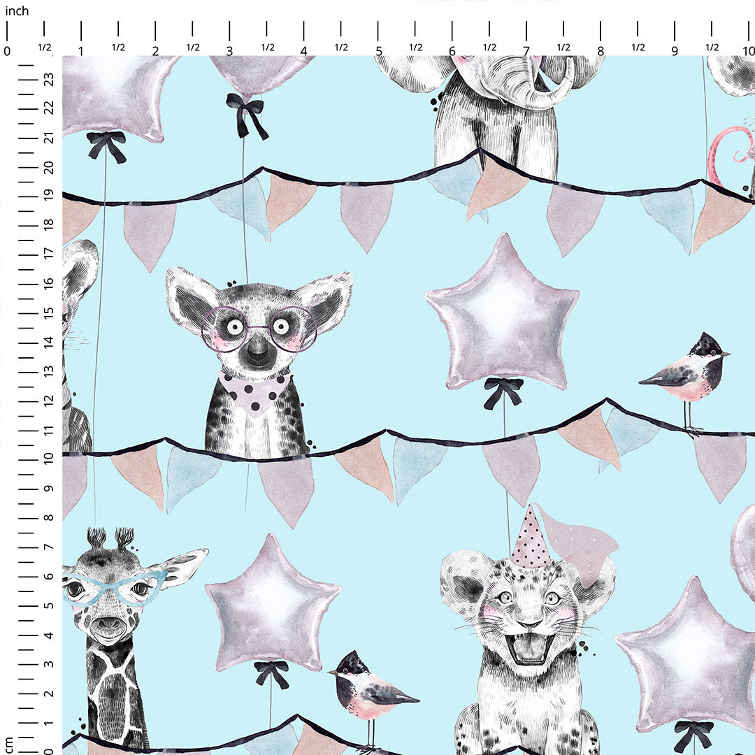 Party Animals Blue Fabric