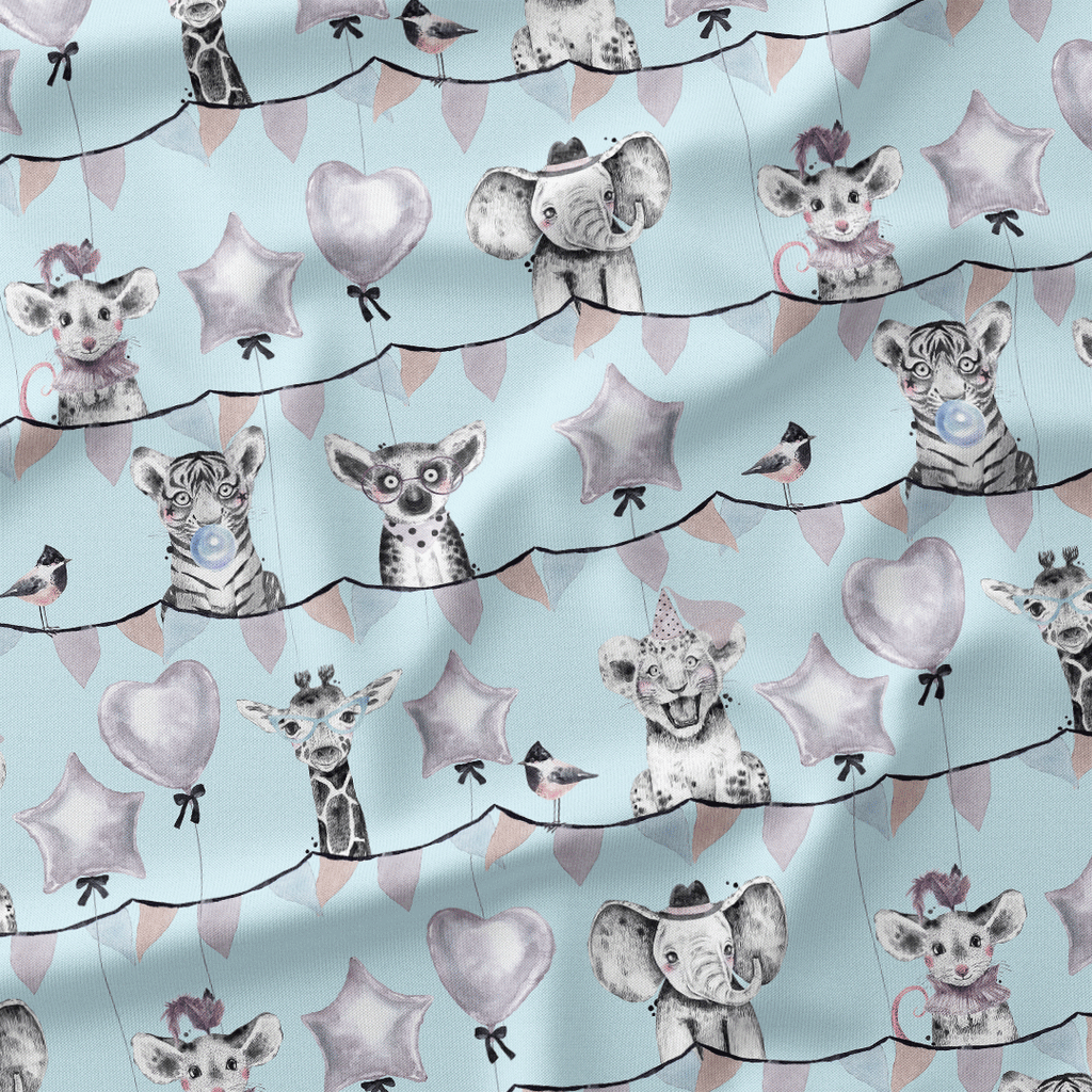 Party Animals Blue Fabric