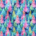 Pastel Christmas Trees Fabric